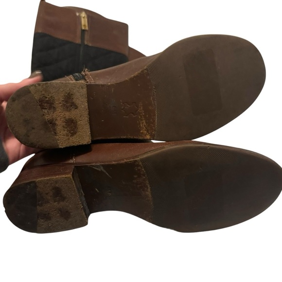 Tory Burch Rosalie brown leather quilted tall riding boots 6 - Picture 4 of 10